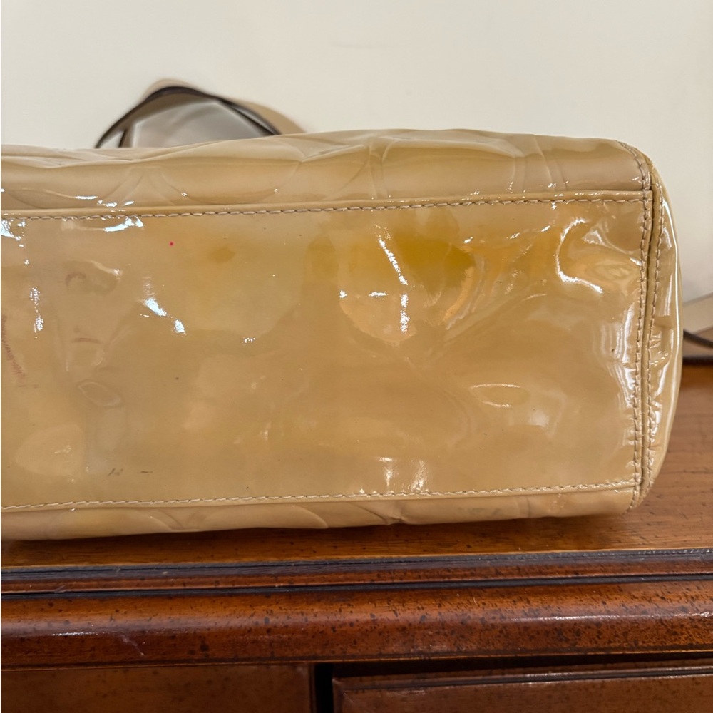 Coach Tan Patent Leather Shoulder Bag - Picture 7 of 12
